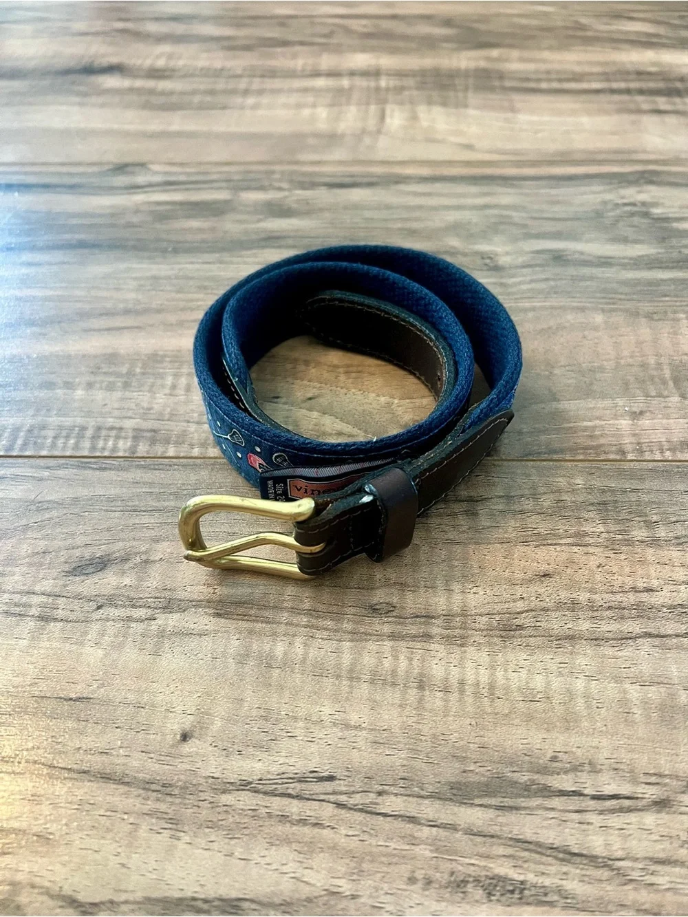 Vineyard Vines Navy Blue Kids Belt with Lacrosse Pattern